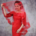 Alibaba Vermelho Branco Tulle Lace Wedding Veils Em Guangzhou 2017